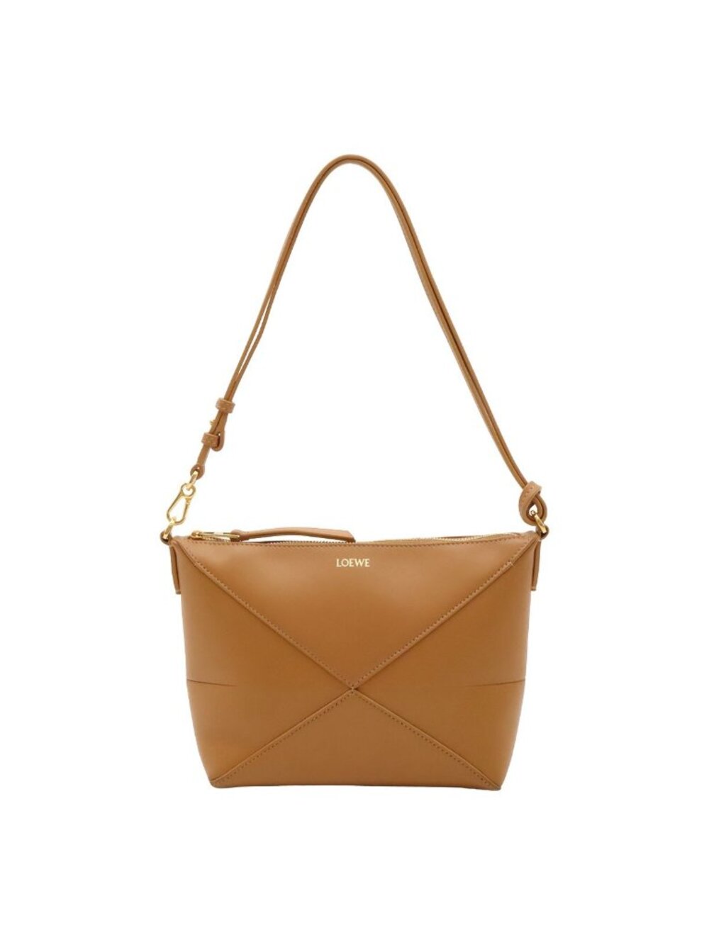 Loewe Puzzle Fold Pouch Shoulder Bag 2-Way Clutch Shiny Napa Calfskin Warm